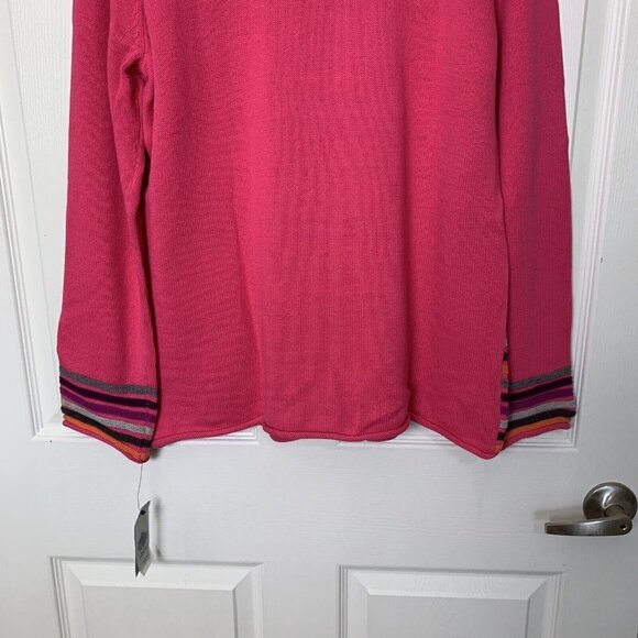 IZOD Woman's Sweater Size XL Fuchsia Pink Striped Knit Long Sleeve New - Picture 11 of 14
